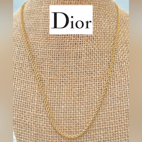CHRISTIAN DIOR Gold Tone Rope Necklace